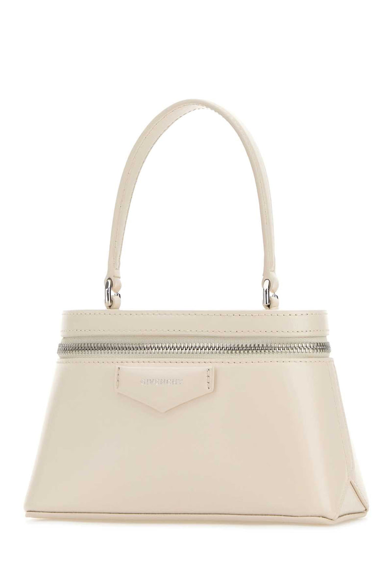 Givenchy Structured Calf Leather Top Handle Bag — Beige
