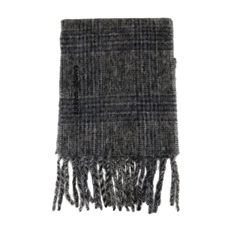 Samsøe Wool Check Scarf — Gray Scarfs