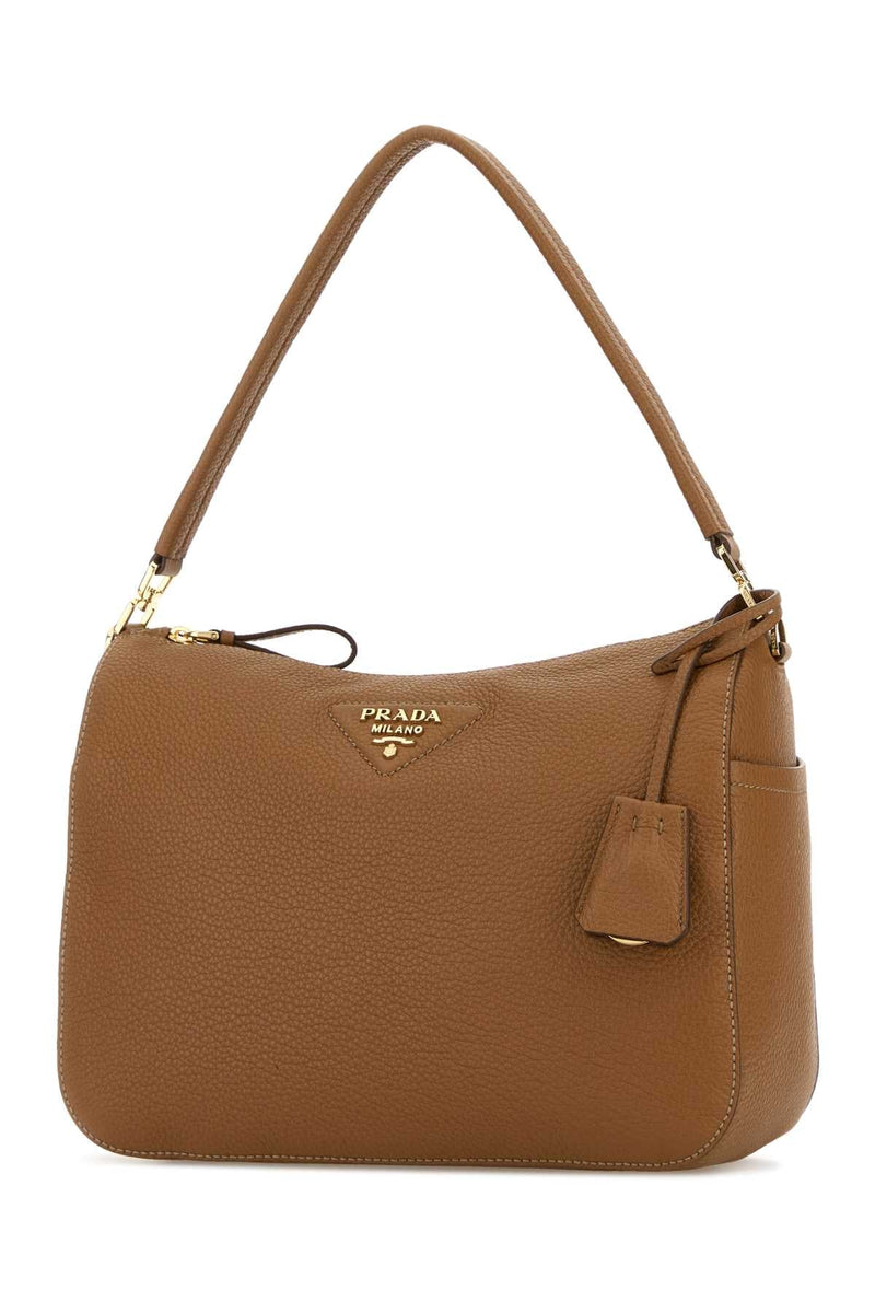 Prada Deer Leather Shoulder Bag — Brown