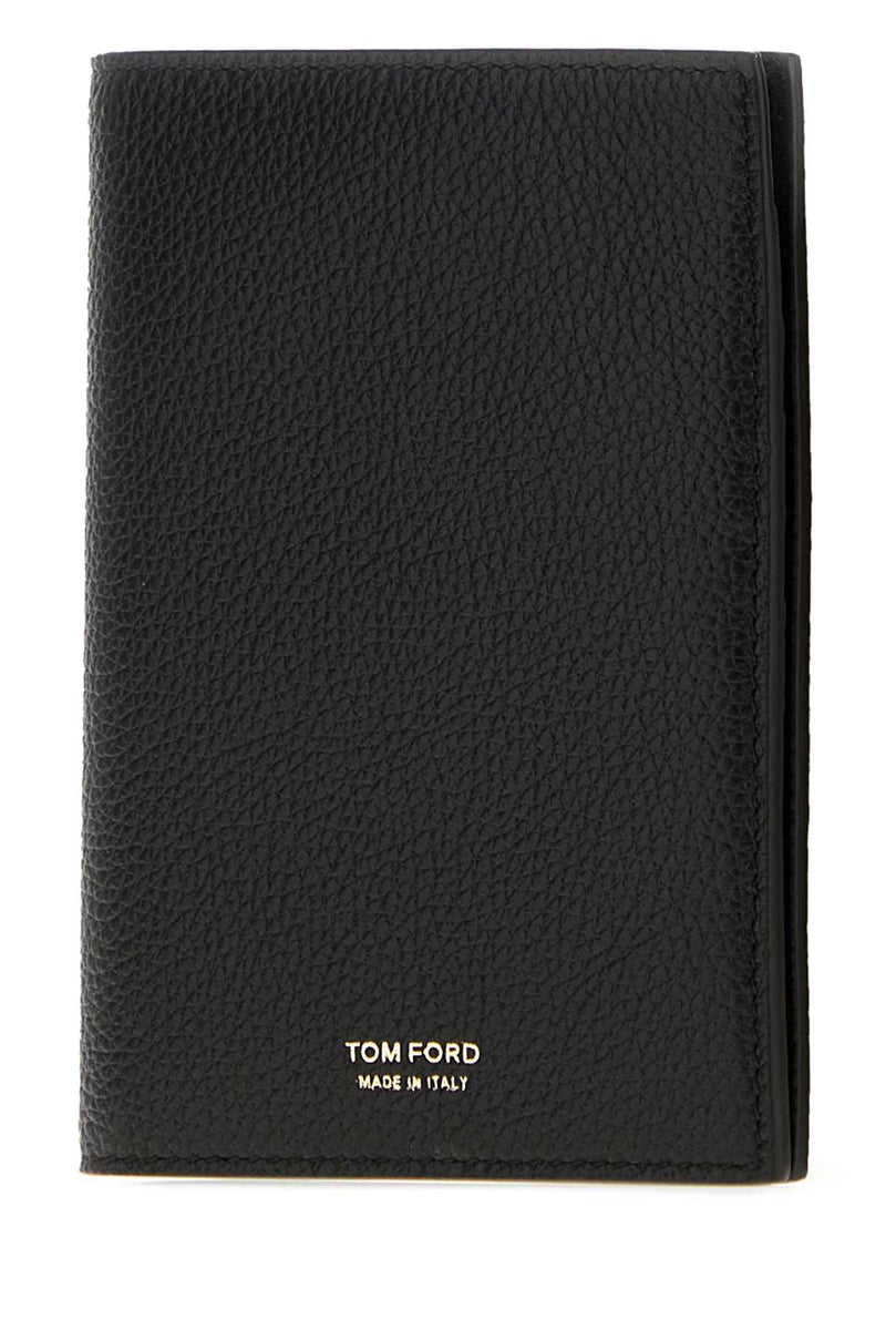 Tom Ford Soft Grain Leather Passport Wallet — Black Exterior