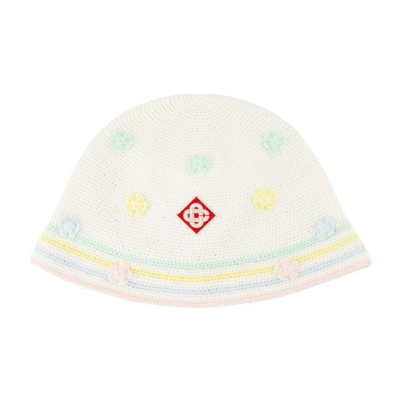 Casablanca A-Aw25-Hat-095-01 Crochet Cotton Bucket Hat — White
