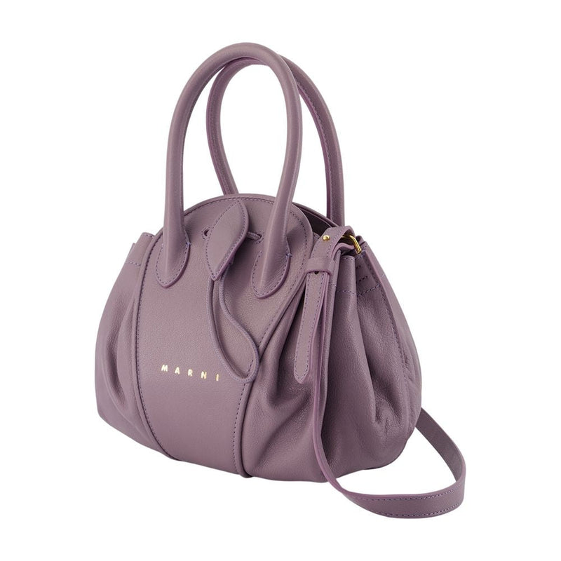 Marni Tulipea Shoulder Bag — Purple Calfskin