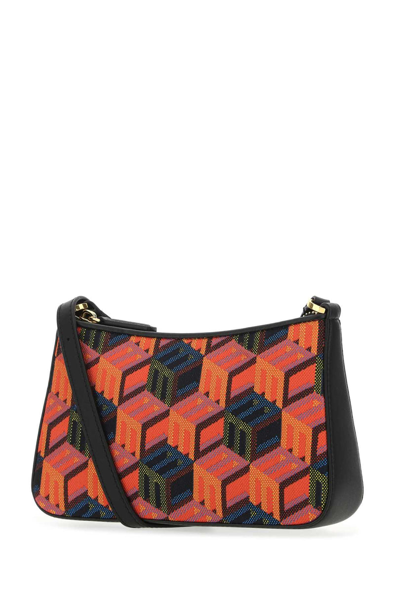 Mcm Geometric Fabric Shoulder Bag — Orange