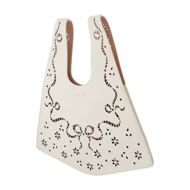 Simone Rocha Lasercut Leather Tote Bag — Ivory Calfskin