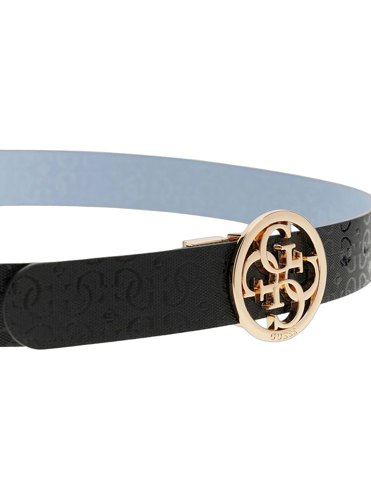 Guess Logo Buckle Belt — Black Polyester