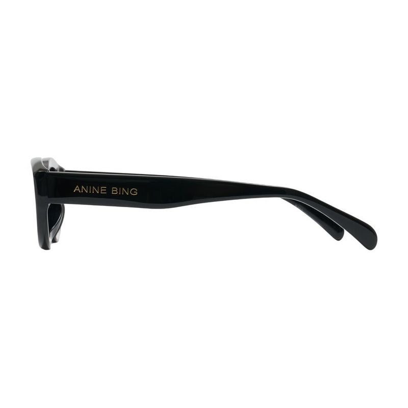 Anine Bing A-12-11746-Blk1 Acetate Oval Sunglasses — Black