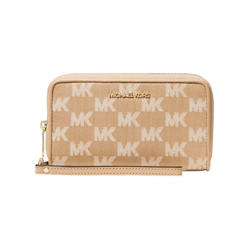 Michael Kors Logo-Monogram Jacquard Wallet — Camel Cotton