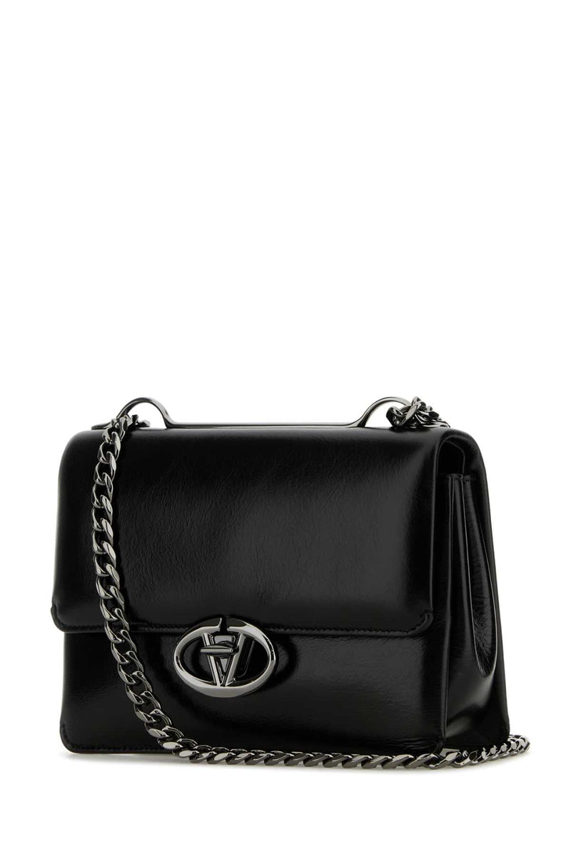 Valentino Garavani Sholder Shoulder Bag — Black Calf Leather - Bos Taurus