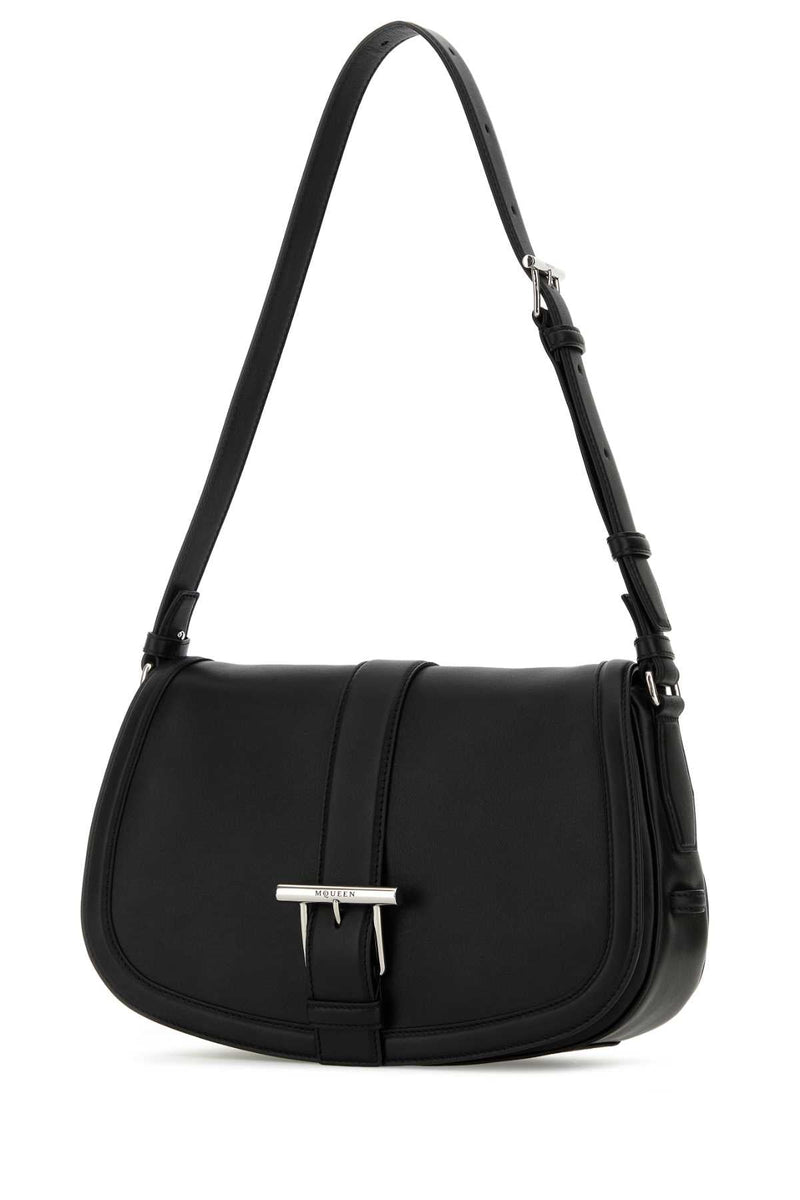 Alexander Mcqueen T-Bar Satchel Shoulder Bag — Black Large