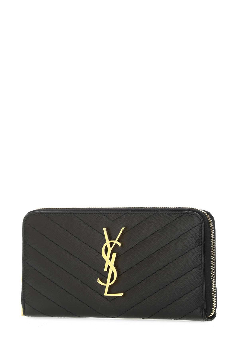 Saint Laurent Quilted Calfskin Wallet — Black Calf Skin
