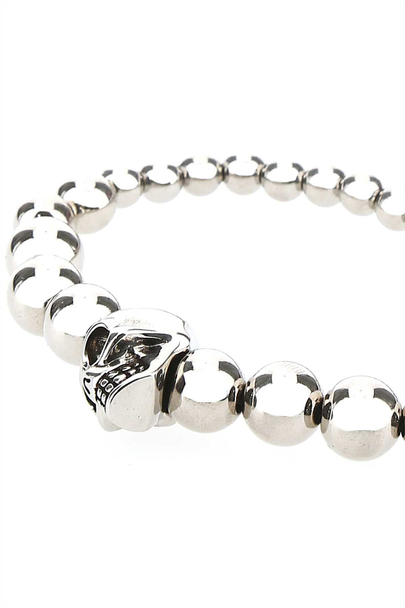 Alexander Mcqueen Beaded Silver-Metal Bracelet — Silver Bracelets