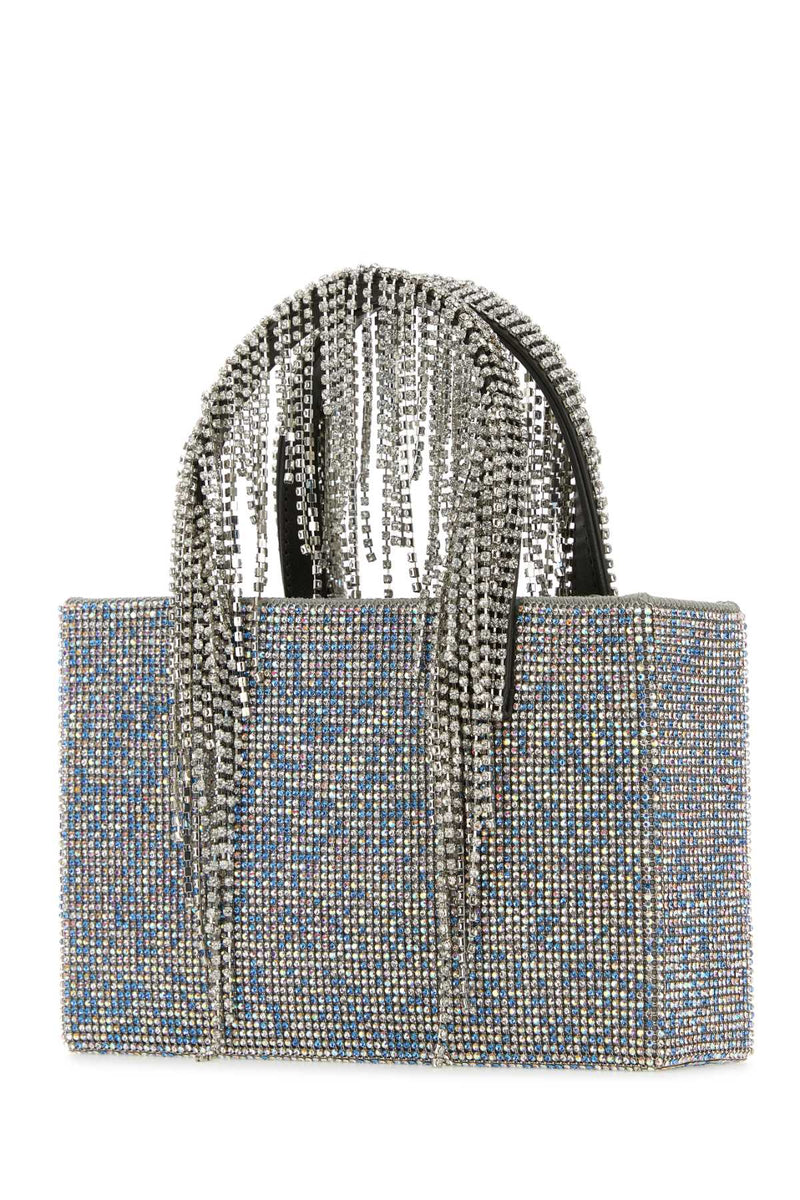 Kara Rhinestone-Embellished Top Handle Bag — Blue
