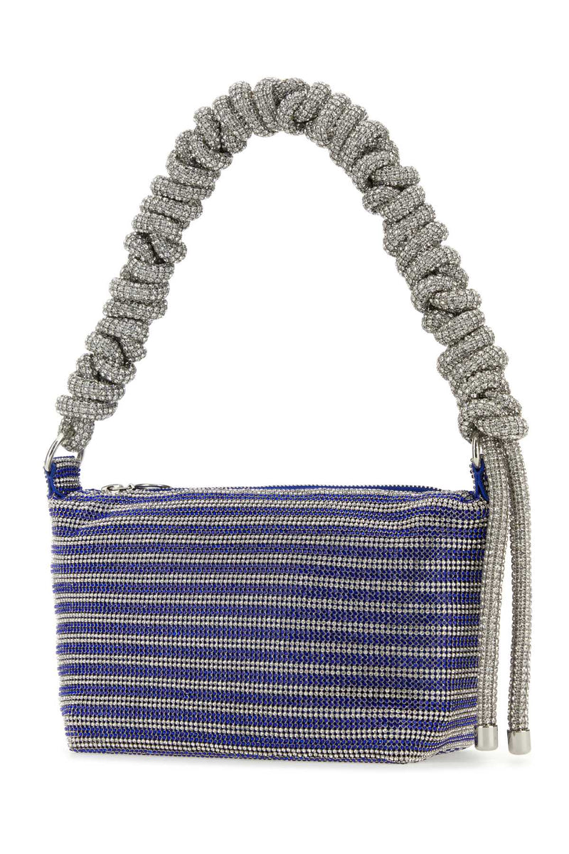 Kara Rhinestone Mesh Two-Tone Shoulder Bag — Blue