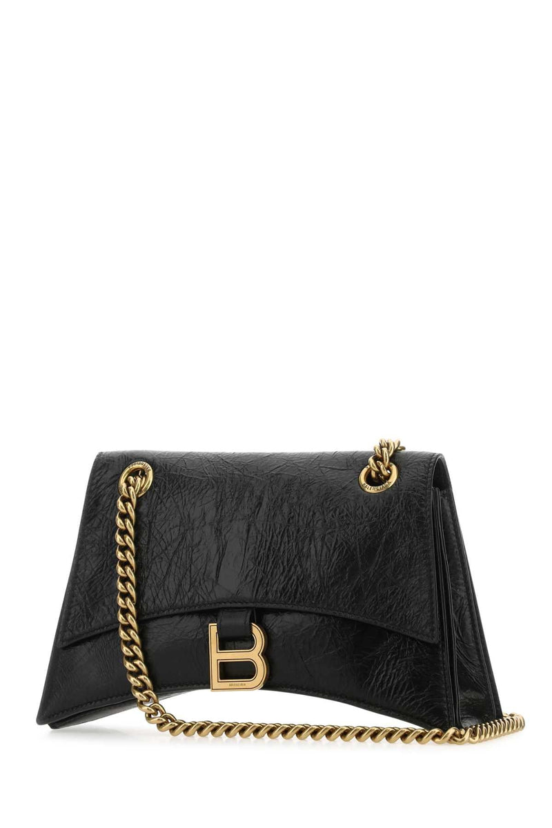 Balenciaga Crinkled Calf Leather Shoulder Bag — Black T Domesticated Le