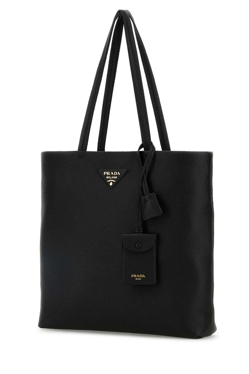 Prada Vitello Leather Tote Bag — Black