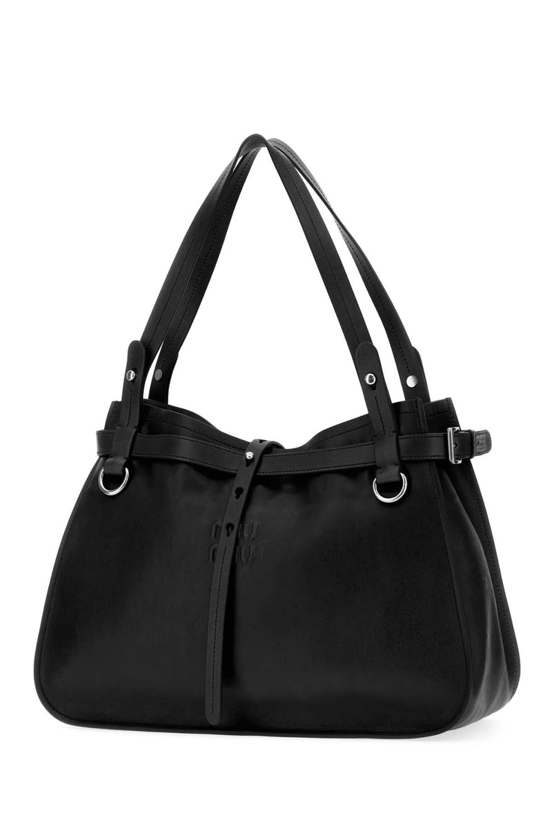 Miu Miu Calf Leather Shoulder Bag — Black