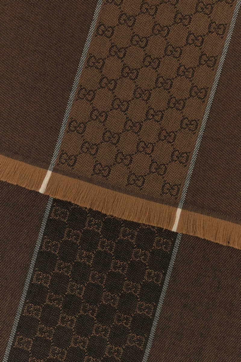 Gucci Gessy Gg Scarf — Brown Exterior: Wool Scarfs