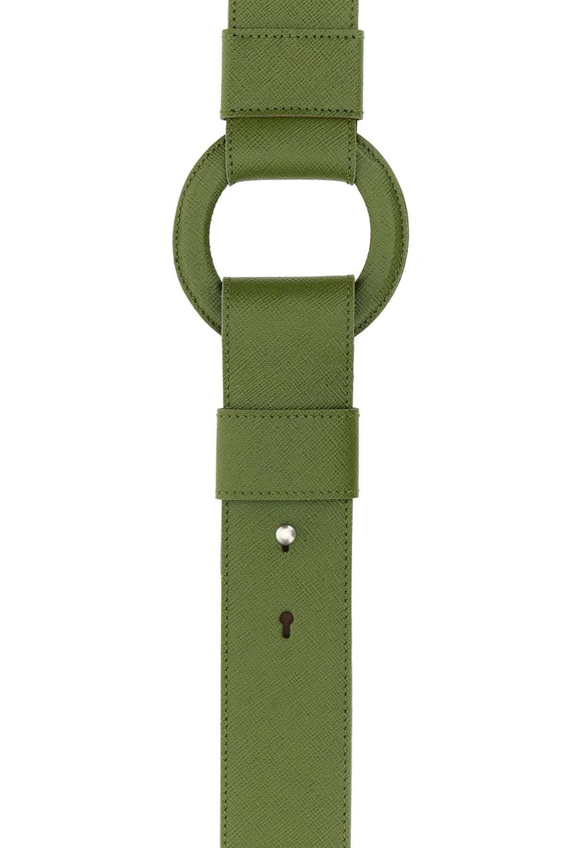 Prada Leather Shoulder Strap Belt — Green Vitello
