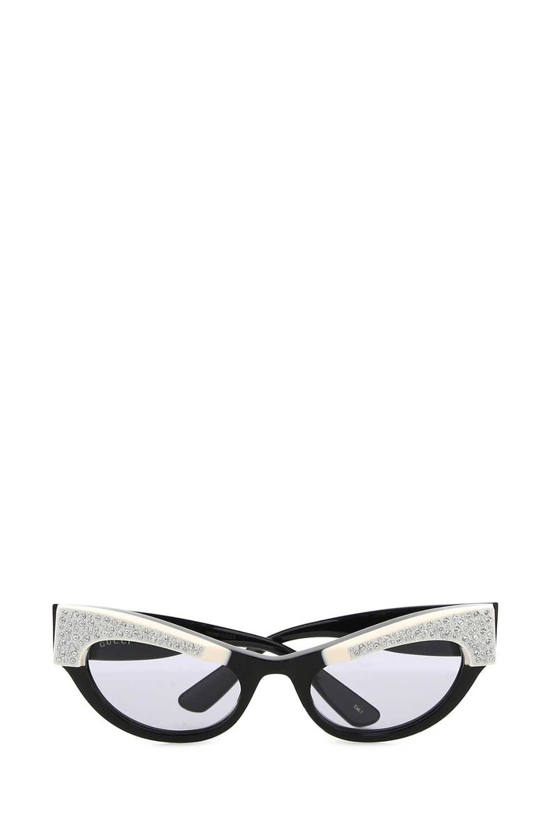 Gucci Occhiale Crystal-Embellished Cat-Eye Sunglasses — Black Exterior: Acetate
