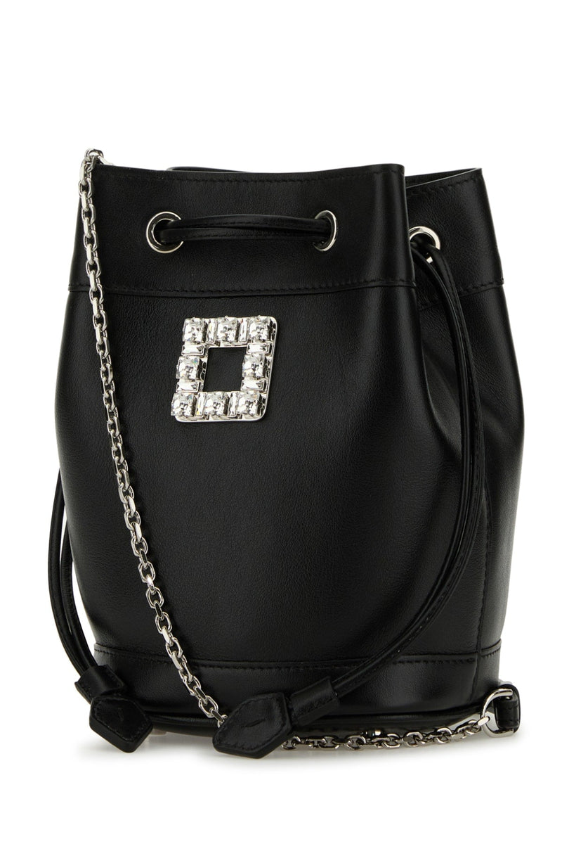 Roger Vivier Bucket Bag — Black Calf Leather