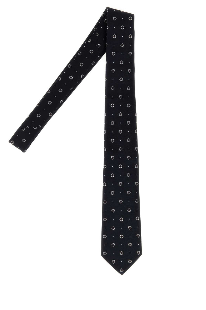 Saint Laurent Fleurs Necktie — Navy Exterior: Silk Lining: Neckties