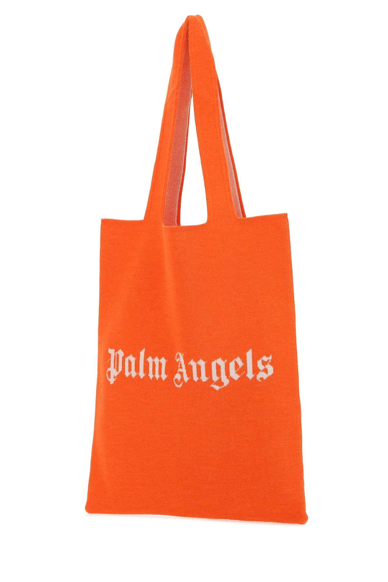 Palm Angels Logo-Embroidered Wool Blend Tote Bag — Orange