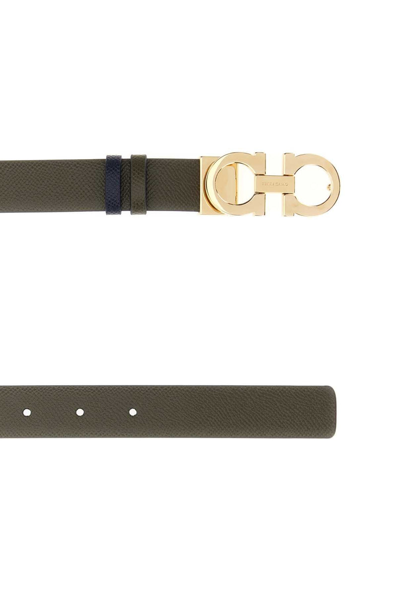Ferragamo Reversible Leather Belt — Green