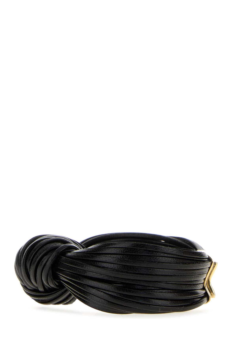 Bottega Veneta Knotted Leather Bracelet — Black Bracelets