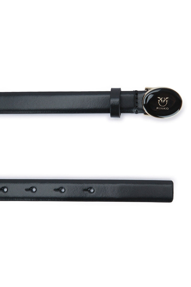 Pinko Enamel Belt — Black Leather