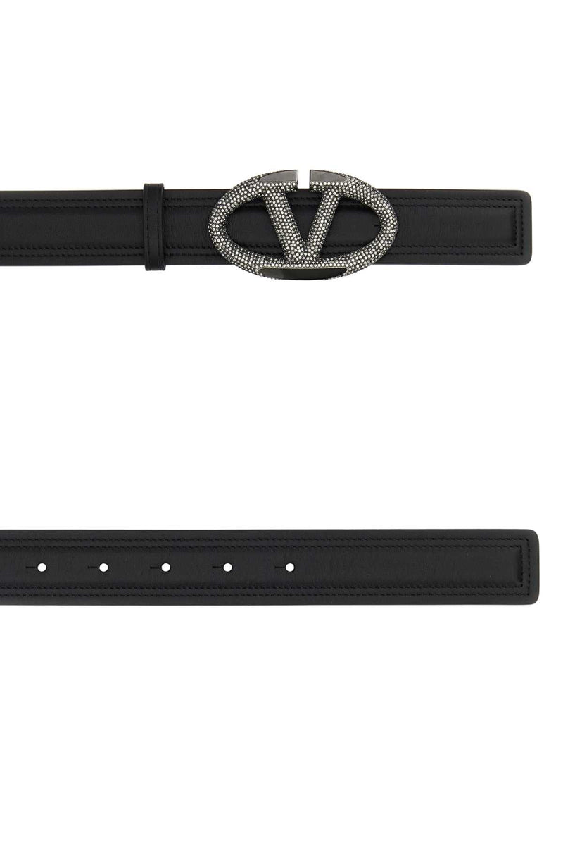 Valentino Garavani Vlogo Belt — Black Exterior: Leather
