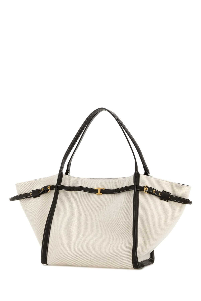 Tods Tim Shopping Shoulder Bag — White