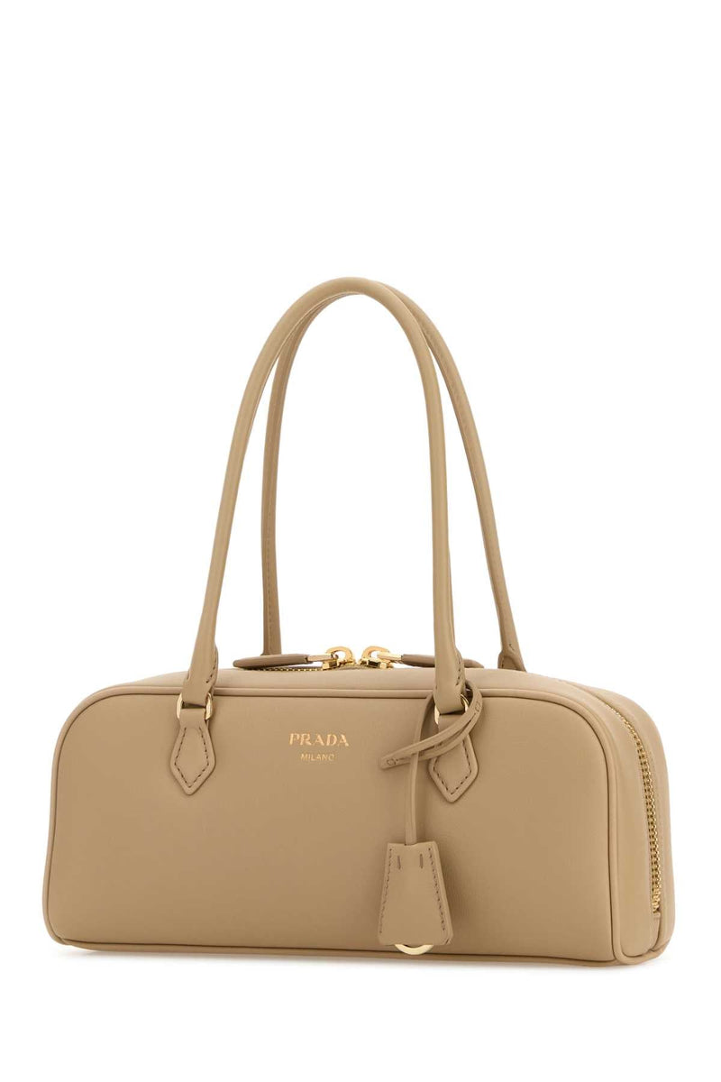 Prada Bauletto Shoulder Bag — Beige