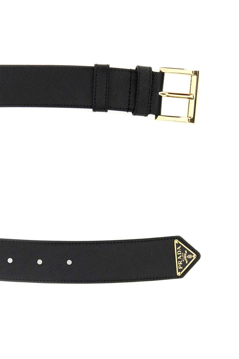 Prada Vitello Leather Belt — Black