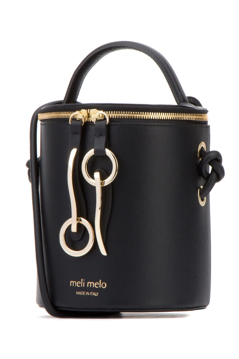 Meli Melo Leather Bucket Top Handle Bag — Black (plastic Package)
