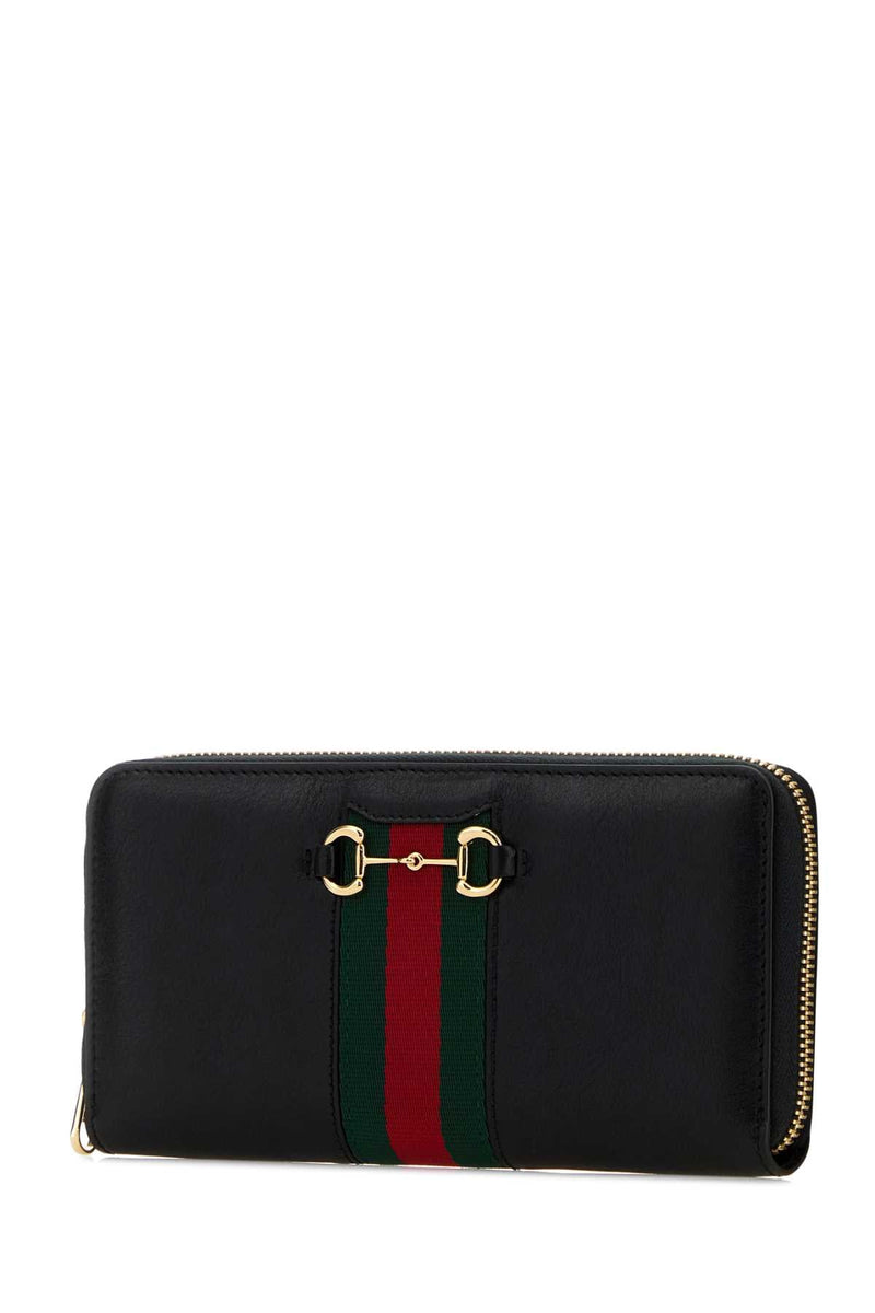 Gucci Horsebit-Trimmed Calf Skin Wallet — Black