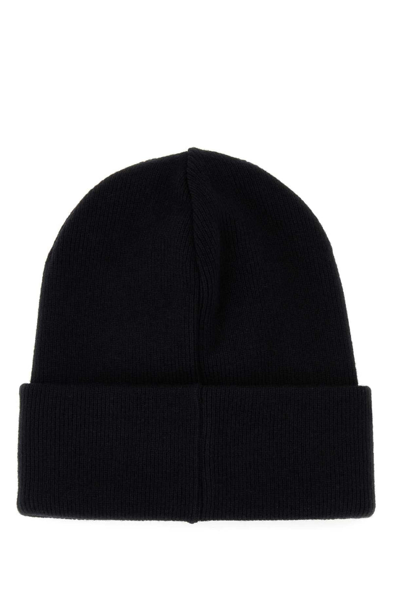 Dsquared2 Hat Wool Ribbed Beanie — Black Exterior: Beanies