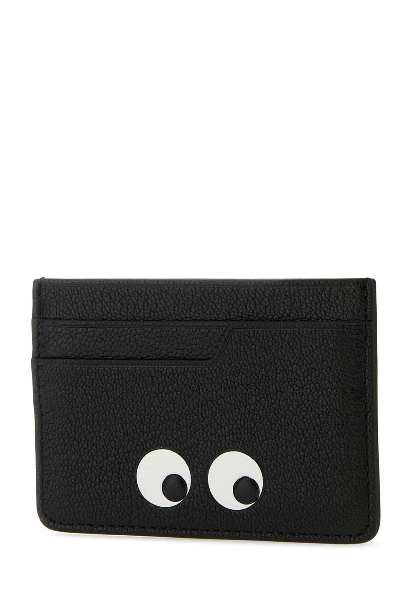 Anya Hindmarch Eyes-Embellished Goatskin Card Case — Black Cases