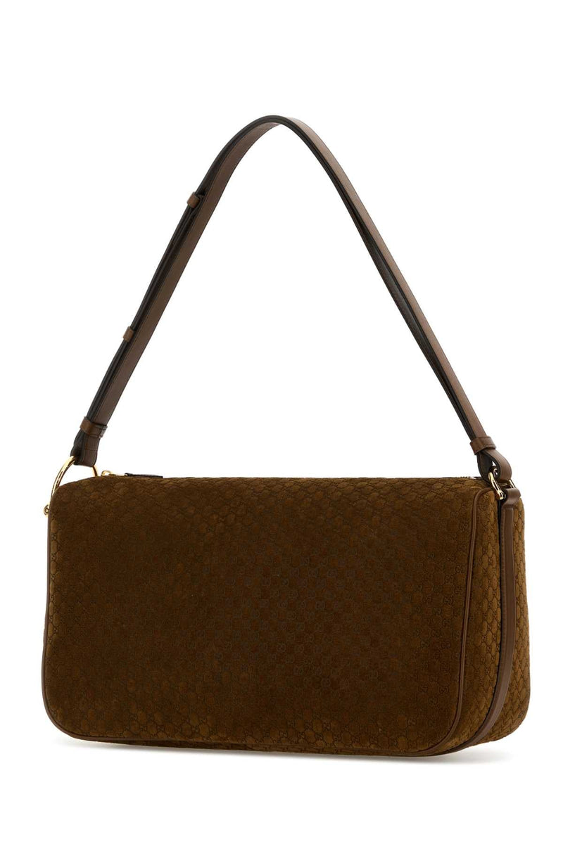 Gucci Half Horsebit Shoulder Bag — Brown Calf Skin