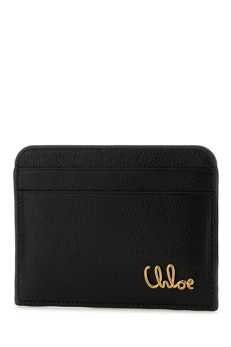Chloé Leather Card Case — Black Wallet