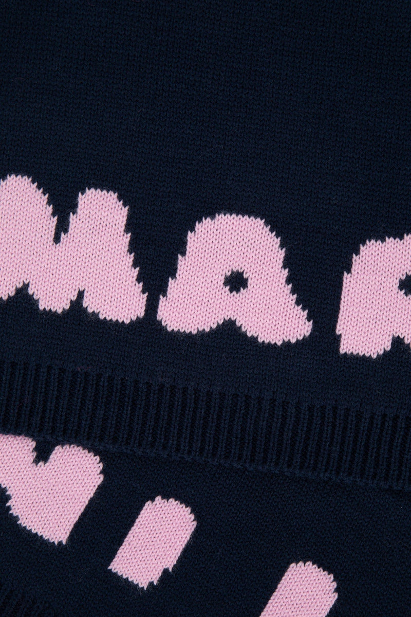Marni Kids Animal-Intarsia Knit Scarf — Navy Wool Scarfs
