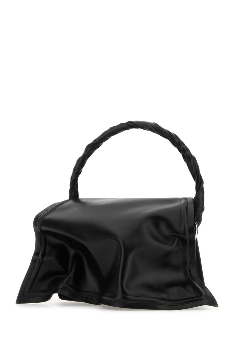 Y Project Sculptural Leather Top Handle Bag — Black