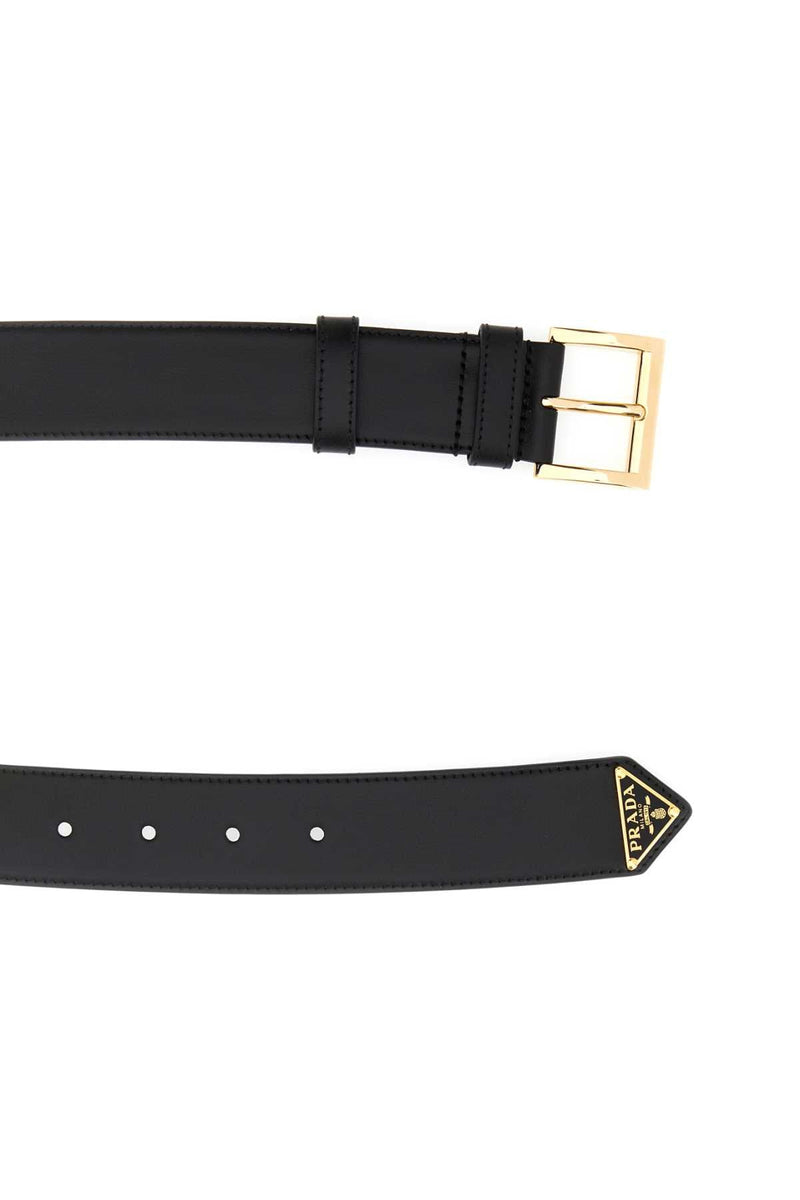 Prada Vitello Leather Belt — Black