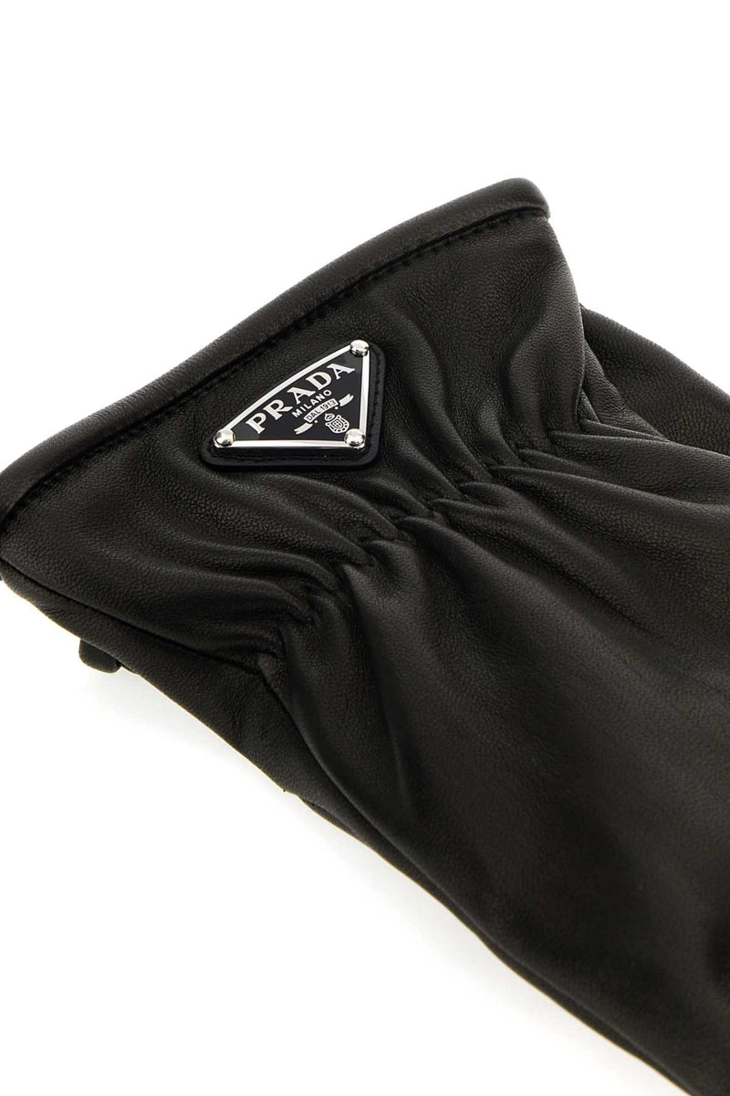 Prada Nappa Leather Gloves — Black Agnello