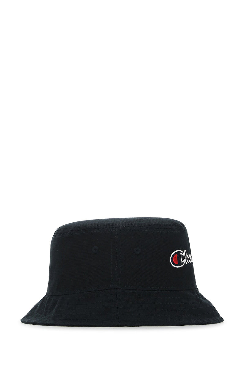 Champion Logo-Embroidered Cotton Bucket Hat — Black Exterior