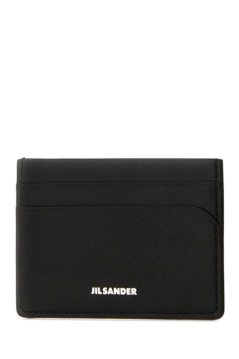 Jil Sander Curve Credit Card Case — Black Exterior: Calf Wallet