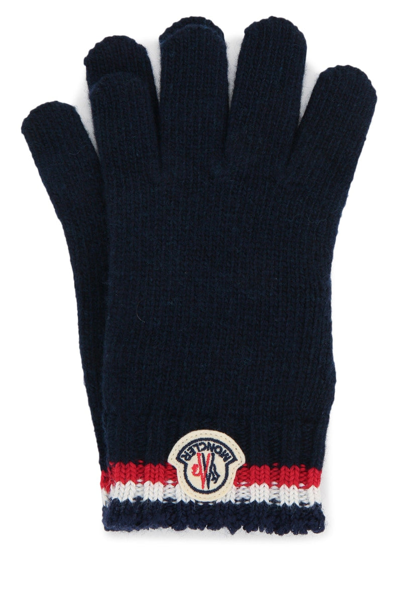Moncler Jr Ribbed Wool-Blend Scarf — Navy Mixed Fibres Scarfs