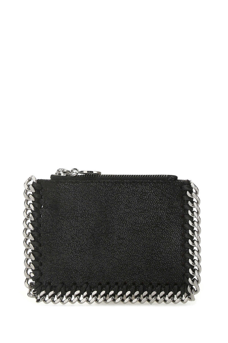 Stella Mccartney Chain-Trimmed Shaggy Deer Wallet — Black F: Polyester