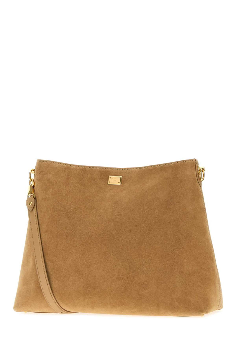 Dolce & Gabbana Suede Shoulder Bag — Beige