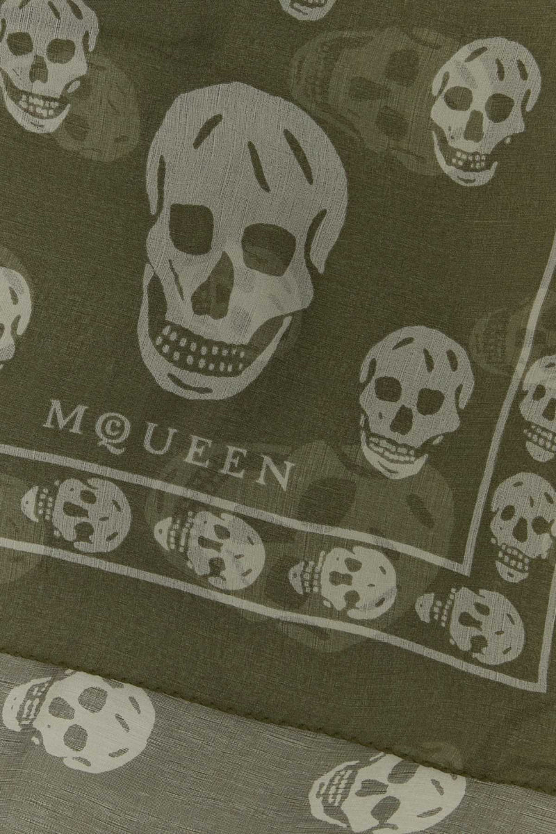 Alexander Mcqueen Skull Scarf — Green Exterior: Silk Scarfs