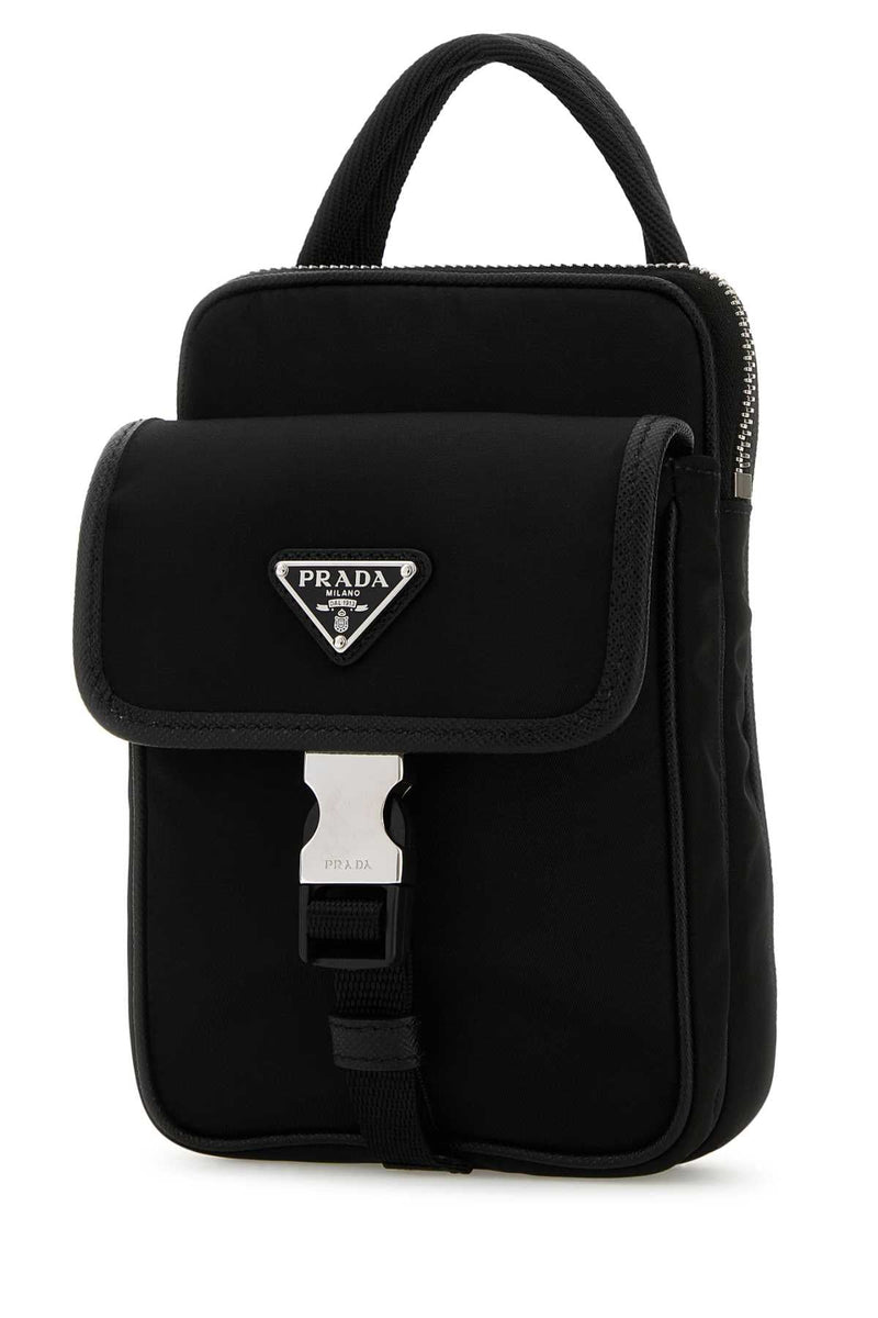 Prada Re-Nylon Phone Case Wallet — Black Poliammidericiclata-vitello